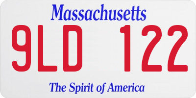 MA license plate 9LD122