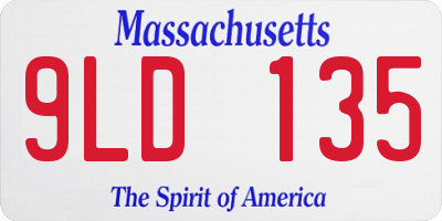 MA license plate 9LD135