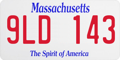 MA license plate 9LD143