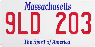 MA license plate 9LD203