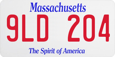 MA license plate 9LD204