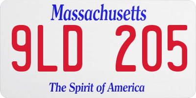 MA license plate 9LD205