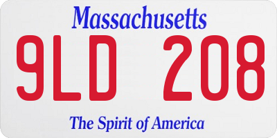 MA license plate 9LD208