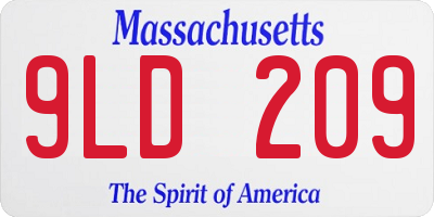 MA license plate 9LD209