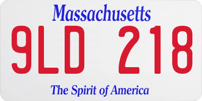 MA license plate 9LD218