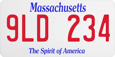 MA license plate 9LD234