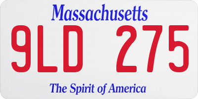 MA license plate 9LD275