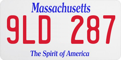 MA license plate 9LD287