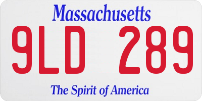 MA license plate 9LD289