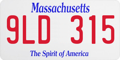 MA license plate 9LD315