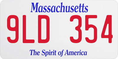MA license plate 9LD354