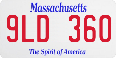 MA license plate 9LD360