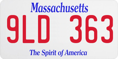 MA license plate 9LD363