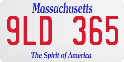 MA license plate 9LD365