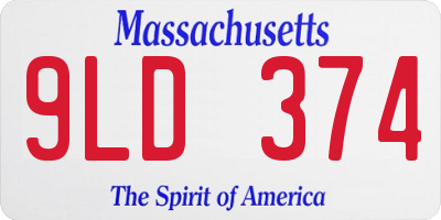 MA license plate 9LD374