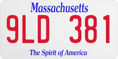 MA license plate 9LD381