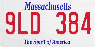 MA license plate 9LD384