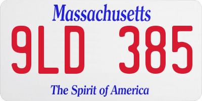 MA license plate 9LD385