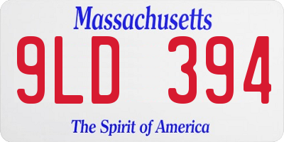 MA license plate 9LD394