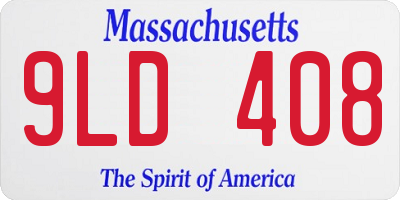 MA license plate 9LD408