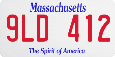 MA license plate 9LD412