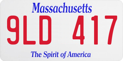 MA license plate 9LD417