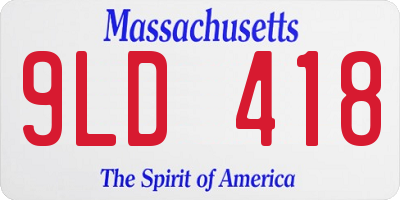 MA license plate 9LD418