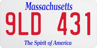 MA license plate 9LD431