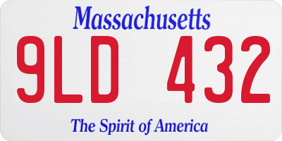 MA license plate 9LD432