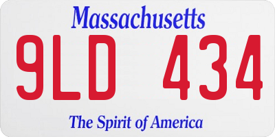 MA license plate 9LD434