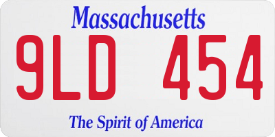 MA license plate 9LD454