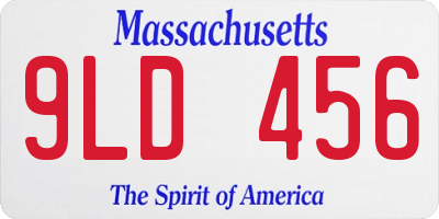 MA license plate 9LD456