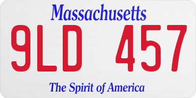 MA license plate 9LD457
