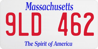 MA license plate 9LD462