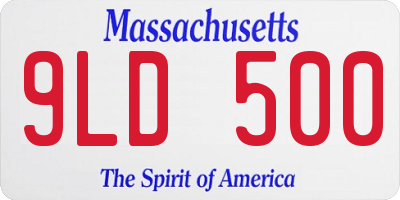 MA license plate 9LD500
