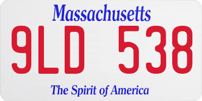 MA license plate 9LD538