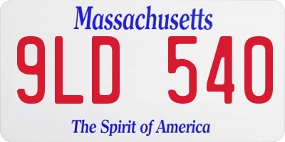 MA license plate 9LD540