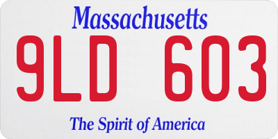 MA license plate 9LD603