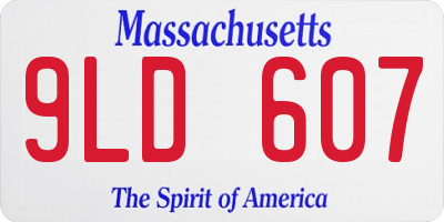 MA license plate 9LD607