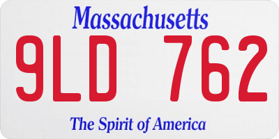 MA license plate 9LD762