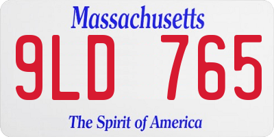 MA license plate 9LD765