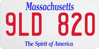 MA license plate 9LD820