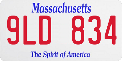MA license plate 9LD834