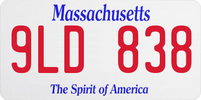 MA license plate 9LD838