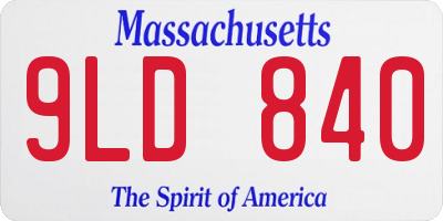MA license plate 9LD840