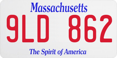 MA license plate 9LD862