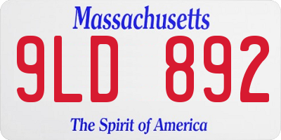 MA license plate 9LD892