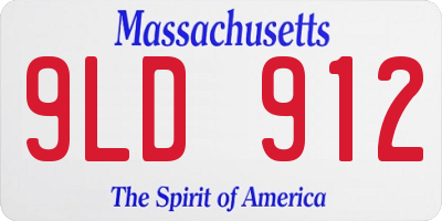 MA license plate 9LD912