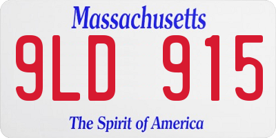 MA license plate 9LD915