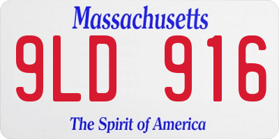 MA license plate 9LD916